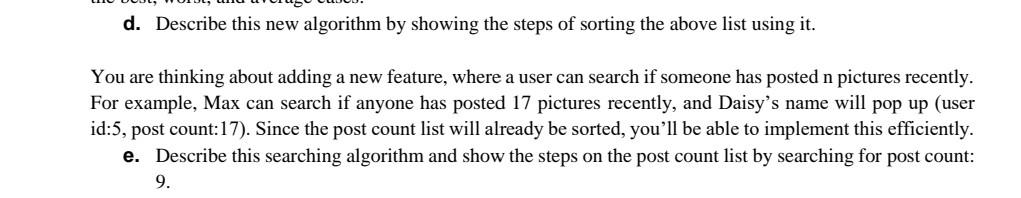 Solved d. Describe this new algorithm by showing the steps | Chegg.com