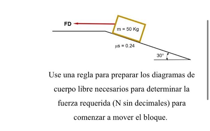 Use una regla para preparar los diagramas de cuerpo libre necesarios para determinar la fuerza requerida ( \( \mathrm{N} \sin