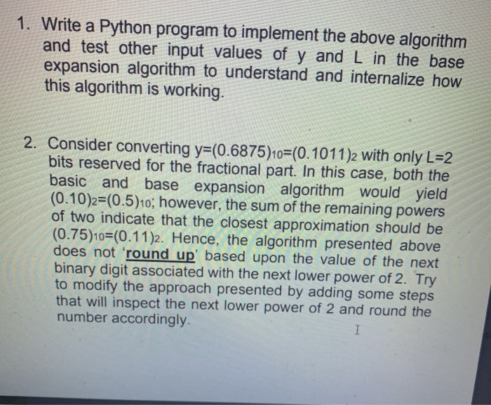 1. Write a Python program to implement the above | Chegg.com