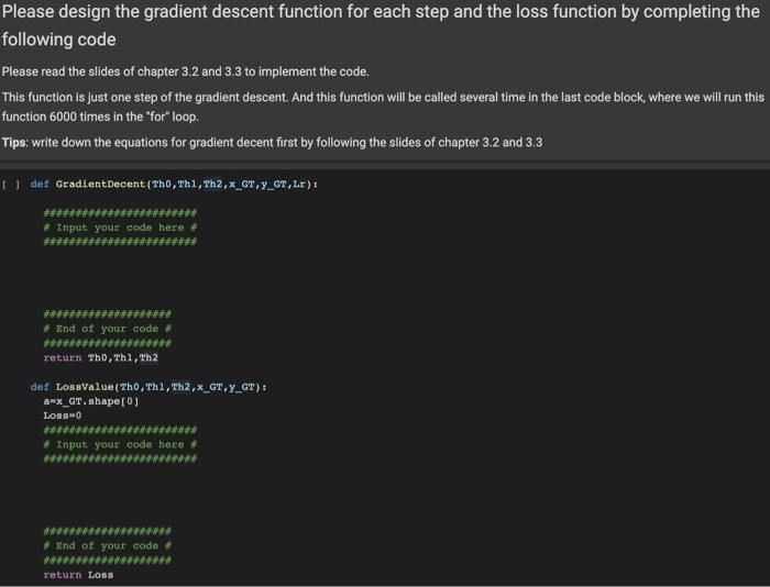 Solved Please design the gradient descent function for each | Chegg.com