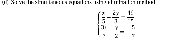 (d) ﻿Solve the simultaneous equations using | Chegg.com