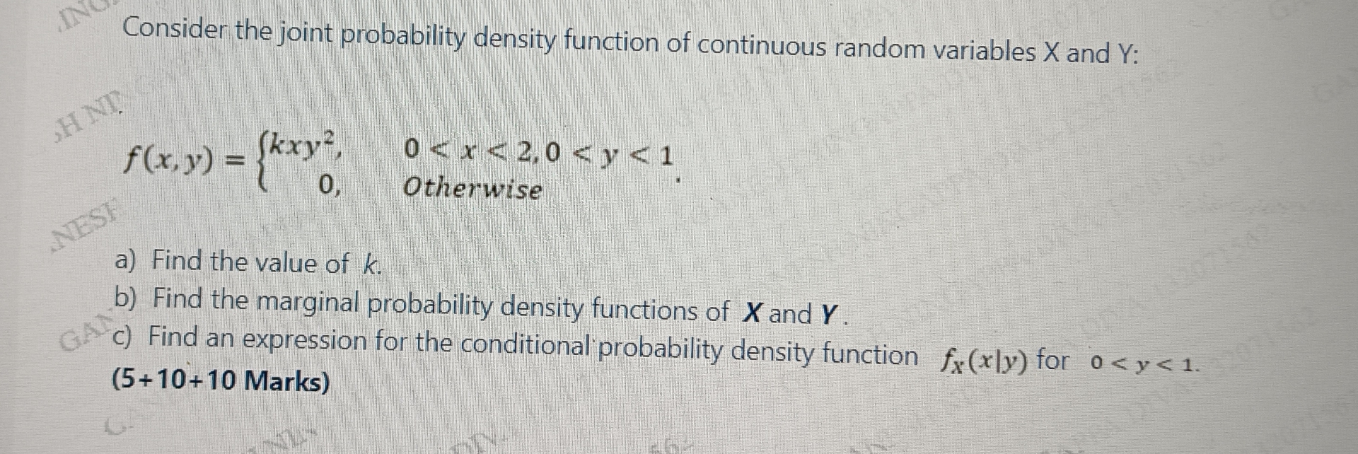 Solved Consider the joint probability density function of | Chegg.com