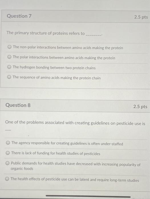 Solved Question 7 2.5 pts The primary structure of proteins | Chegg.com