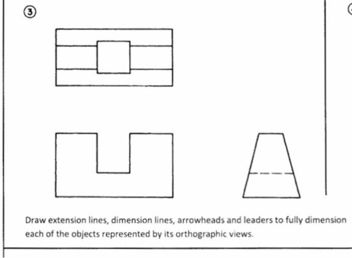 Solved 2 C Draw extension lines, dimension lines, | Chegg.com