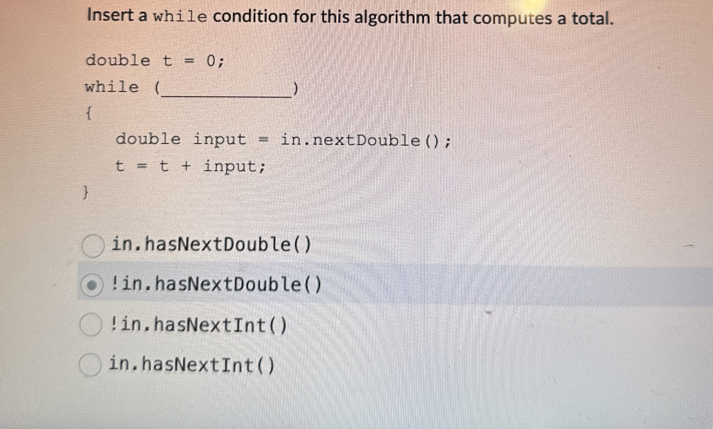 Solved Insert a while condition for this algorithm that | Chegg.com