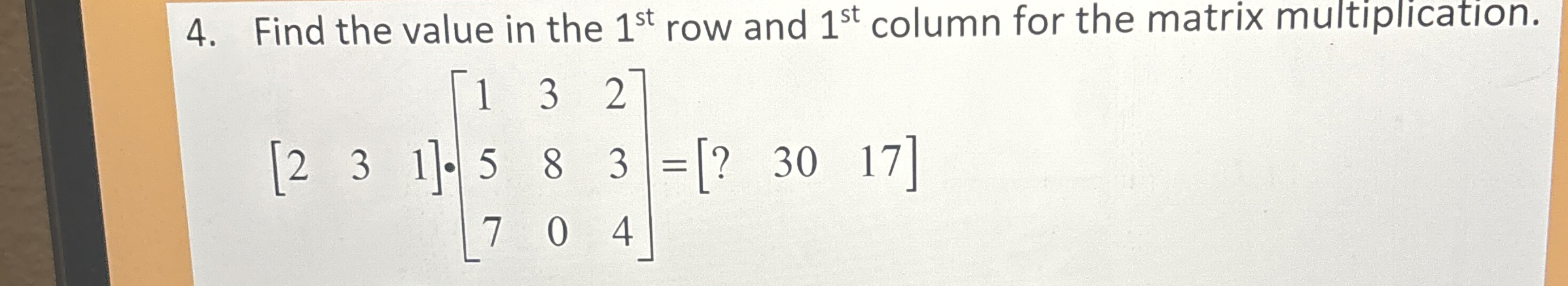 Solved Find the value in the 1st ﻿row and 1st ﻿column for | Chegg.com