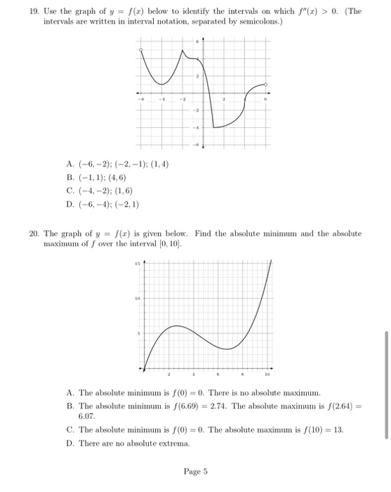 19 Use The Graph Of Y F X Below To Identify The Chegg Com