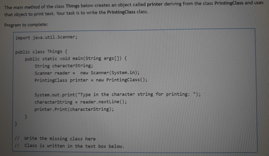 Solved The main method of the class Things below creates an | Chegg.com