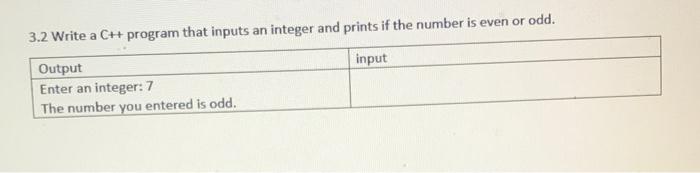 Solved 3.2 Write a C++ program that inputs an integer and | Chegg.com