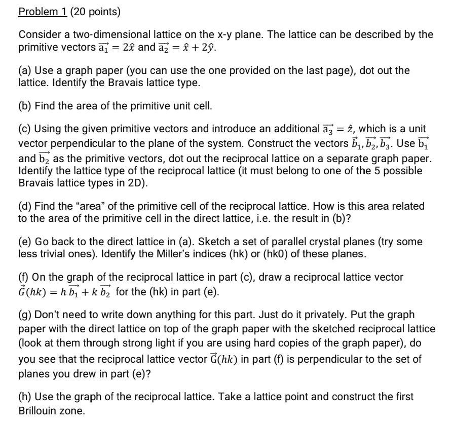 Solved Problem 1 (20 points) Consider a two-dimensional | Chegg.com