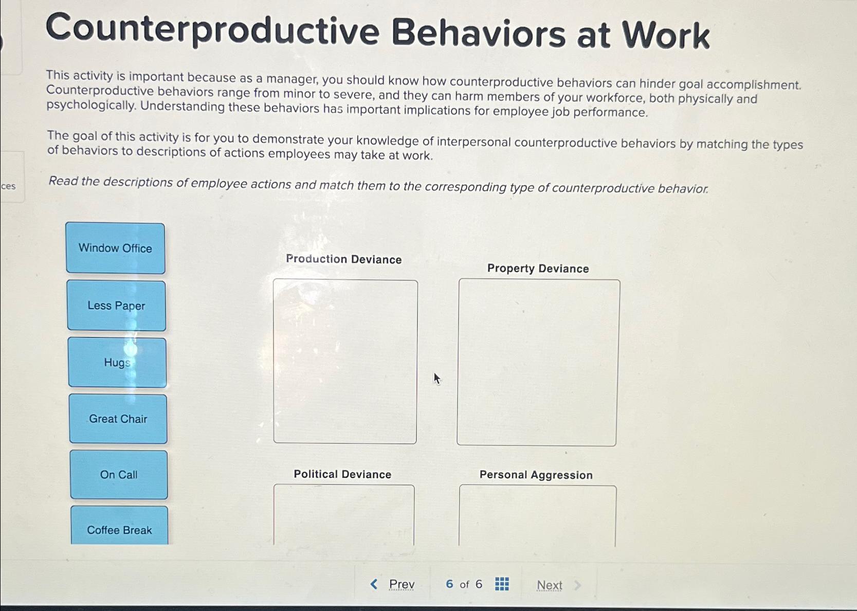 Solved Counterproductive Behaviors at WorkThis activity is | Chegg.com