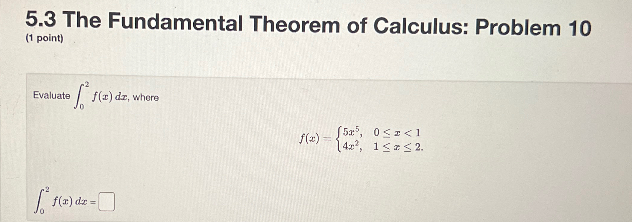 Solved 5.3 ﻿The Fundamental Theorem of Calculus: Problem | Chegg.com