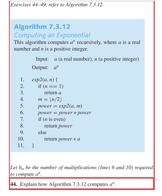 Solved Exercises 44-49, ﻿refer to Algorithm 7.3.12.Algorithm | Chegg.com