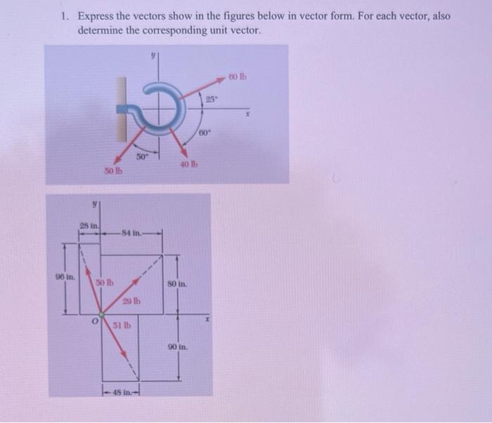 Solved 1. Express the vectors show in the figures below in | Chegg.com