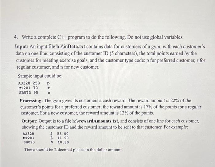 Solved P 4. Write a complete CH program to do the following. | Chegg.com