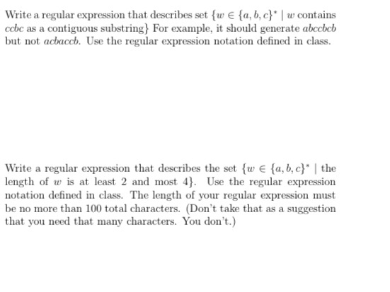 Solved Write a regular expression that describes set {w € | Chegg.com
