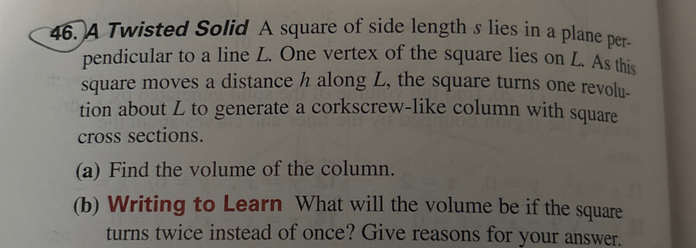 Solved A Twisted Solid A square of side length s ﻿lies in a | Chegg.com