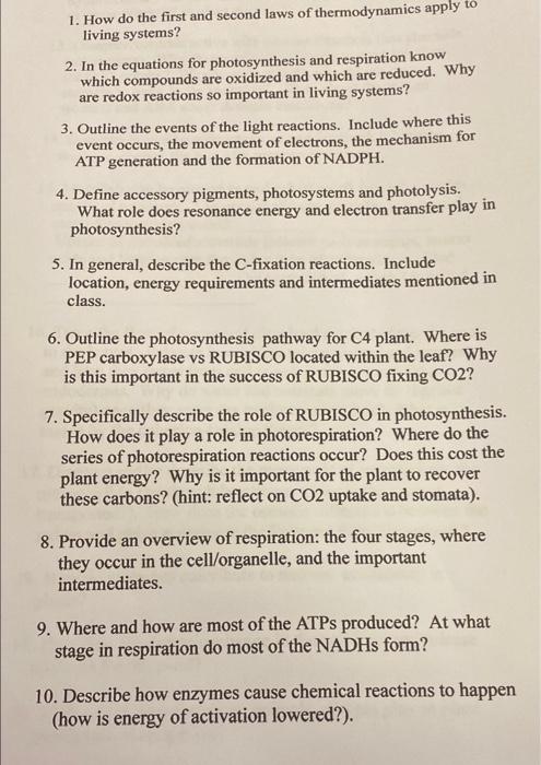 the first and second laws of thermodynamics apply to living systems
