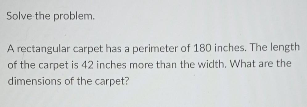 Solved Solve the problem. A rectangular carpet has a | Chegg.com