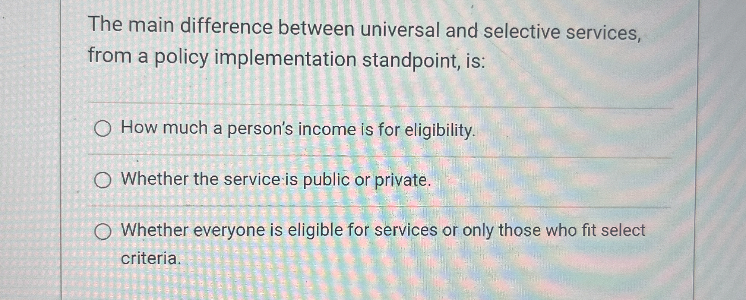 Solved The main difference between universal and selective | Chegg.com