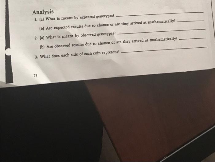 Solved Analysis 1 a What Is Meant By Expected Genotypes Chegg