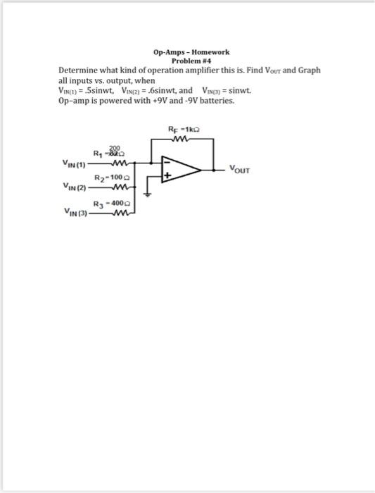 Op-Amps - Homework Problem #4 Problem #4 Determine | Chegg.com