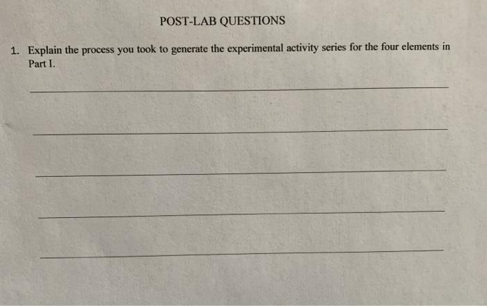 Solved: The Activity Series And Batteries Learning Objecti... | Chegg.com