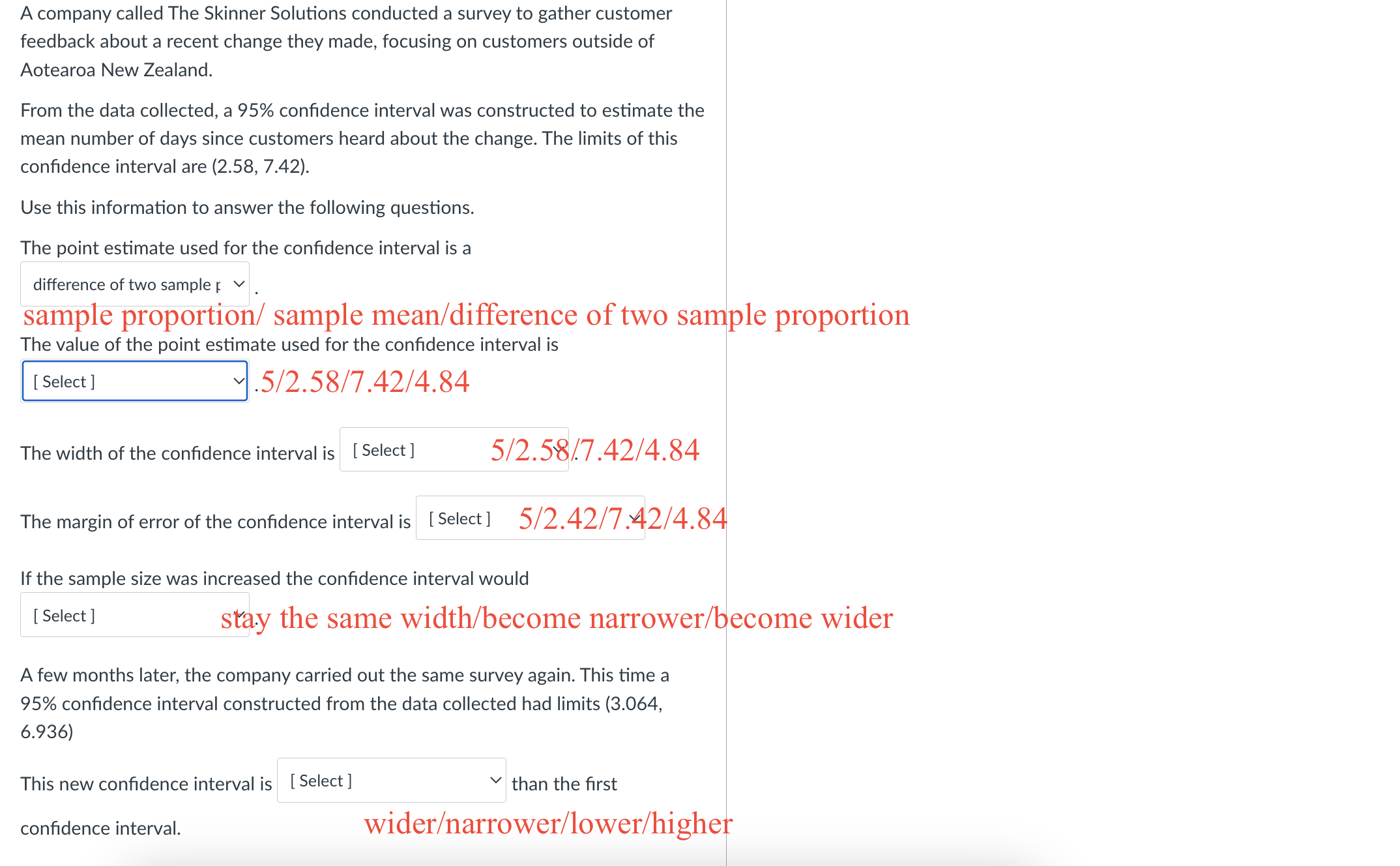 Solved Please choose the options and fill in the blank and | Chegg.com