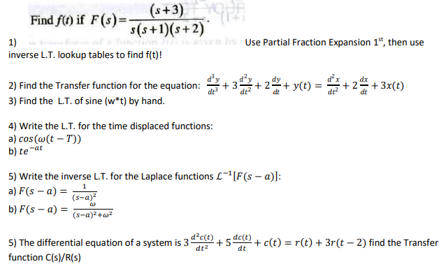 Solved Find f(t) ﻿if F(s)=(s+3)s(s+1)(s+2).Use Partial | Chegg.com