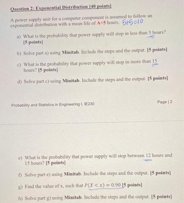 Solved Question 2: Exponential Distribution (40 points A | Chegg.com