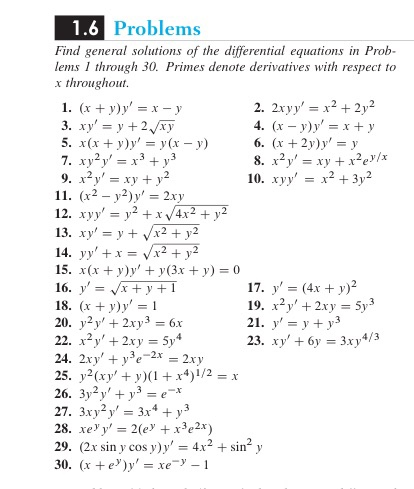 Solved 1 6 Problems Find General Solutions Of The Chegg Com