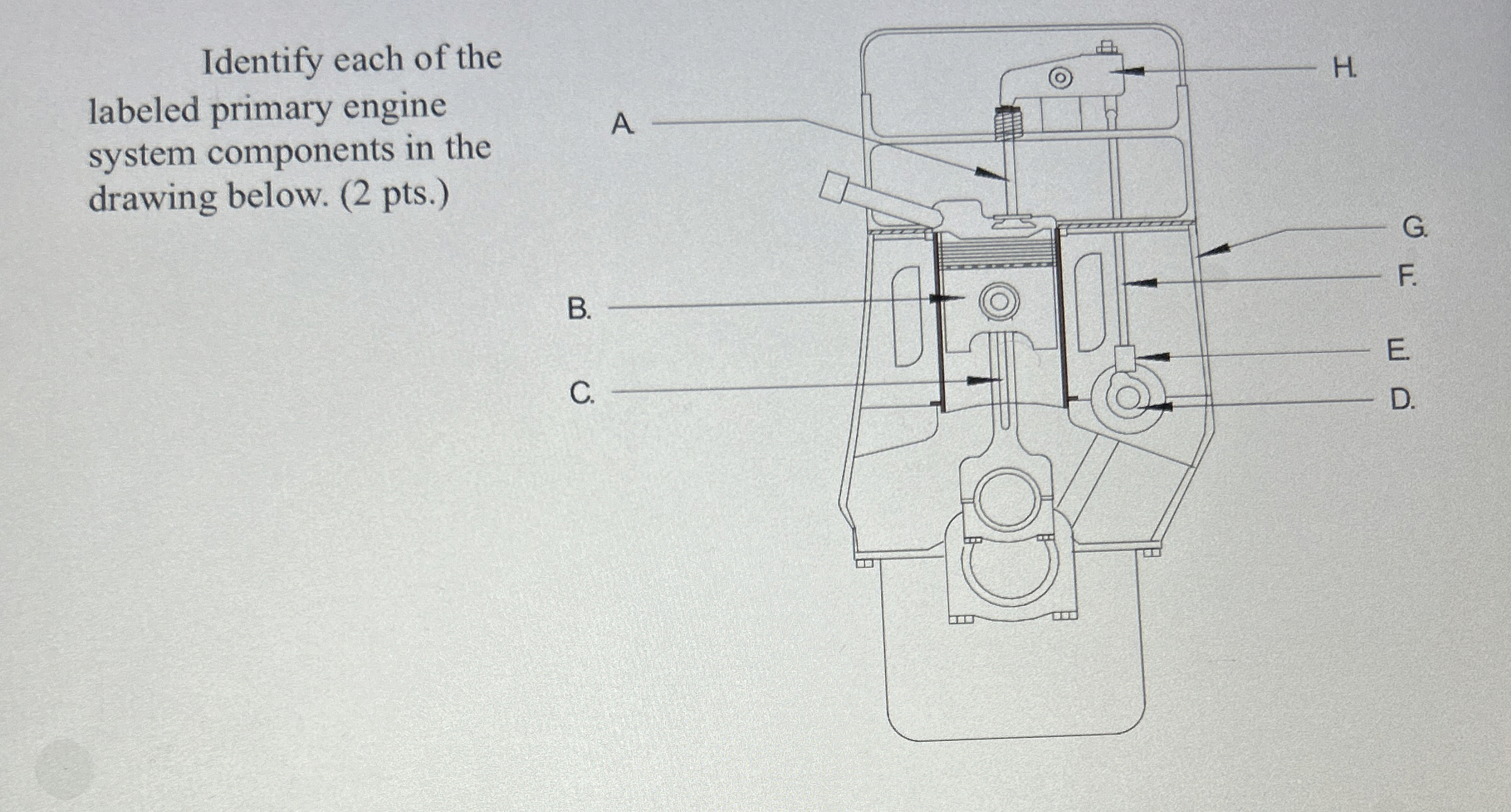 Identify each of thelabeled primary enginesystem | Chegg.com