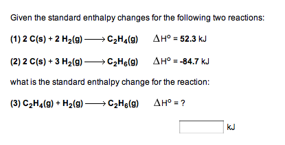 Solved Given the standard enthalpy changes for the following