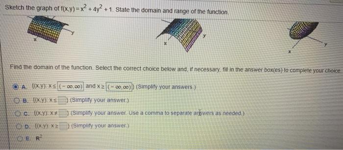 Solved Sketch The Graph Of F X Y X2 4y2 1 State The Chegg Com