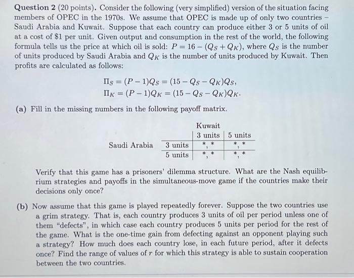 Solved Question 2 (20 points). Consider the following (very | Chegg.com