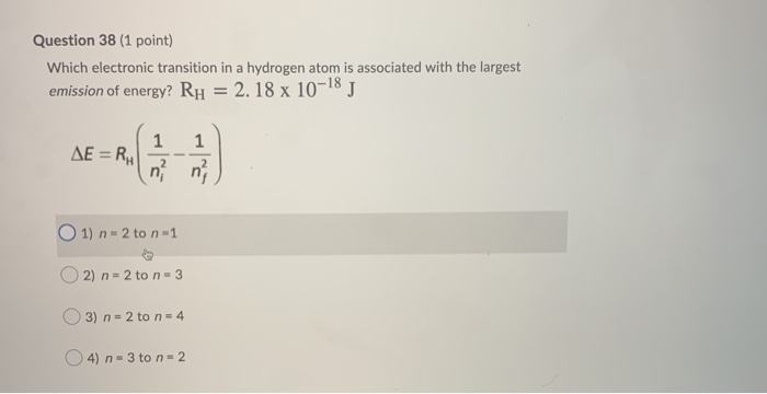 Solved: Question 38 (1 Point) Which Electronic Transition ... | Chegg.com