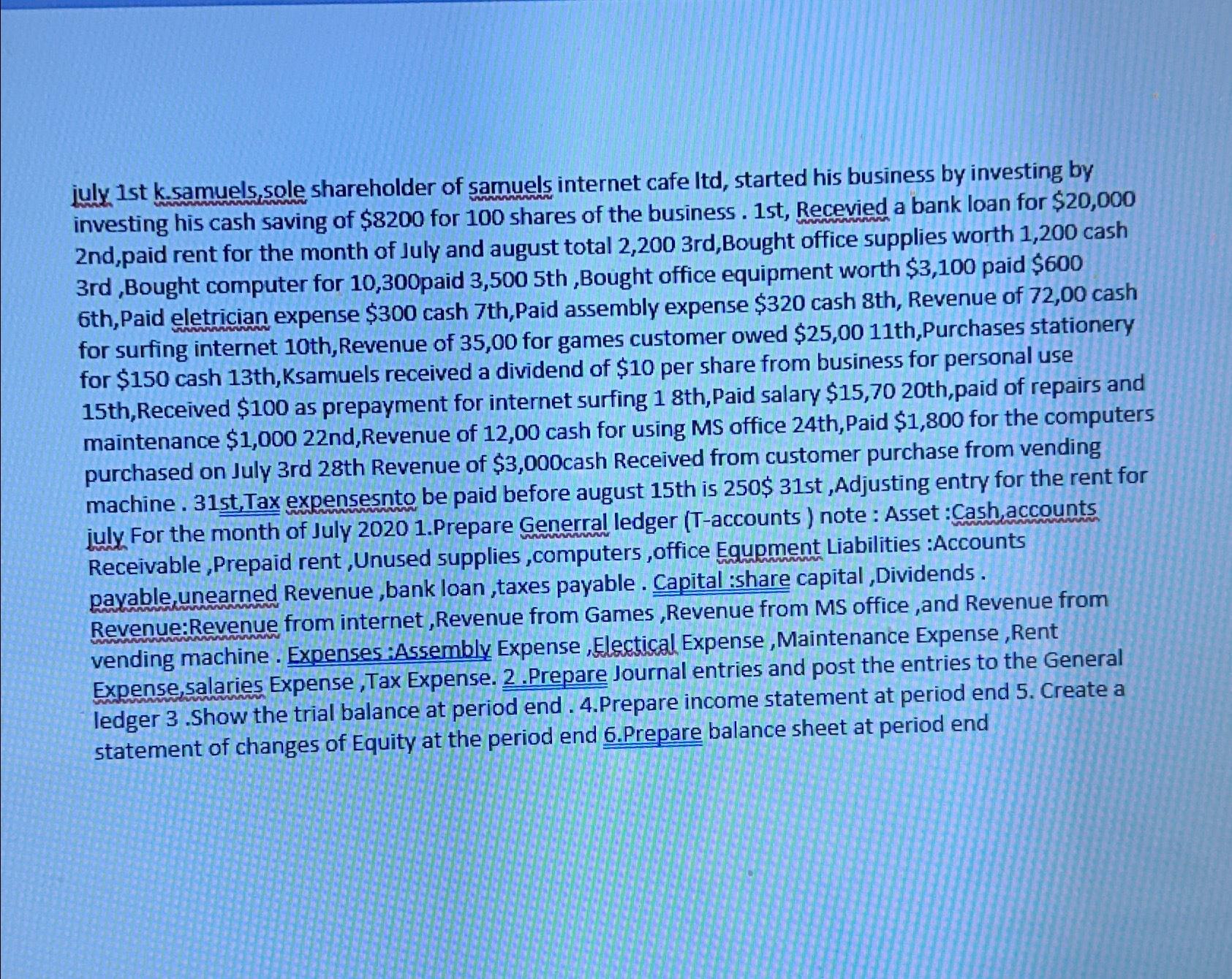 solved-july-1st-k-samuels-sole-shareholder-of-samuels-chegg