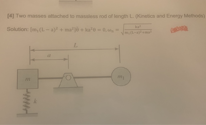 Solved 4 Two Masses Attached To Massless Rod Of Length Chegg Com