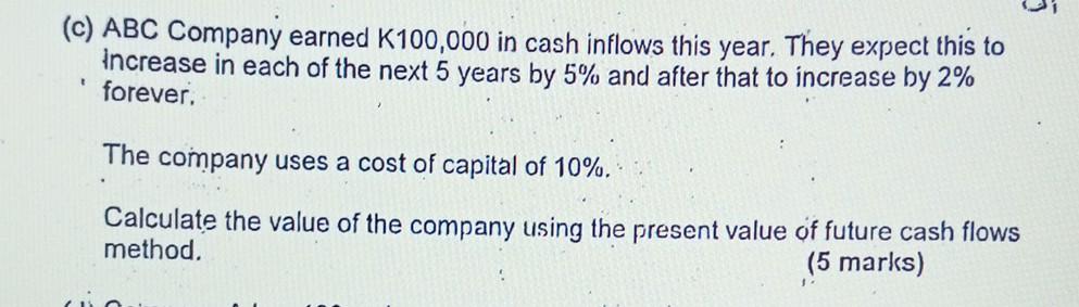 Solved (c) ABC Company Earned \\( \\mathrm{K} 100,000 \\) In | Chegg.com