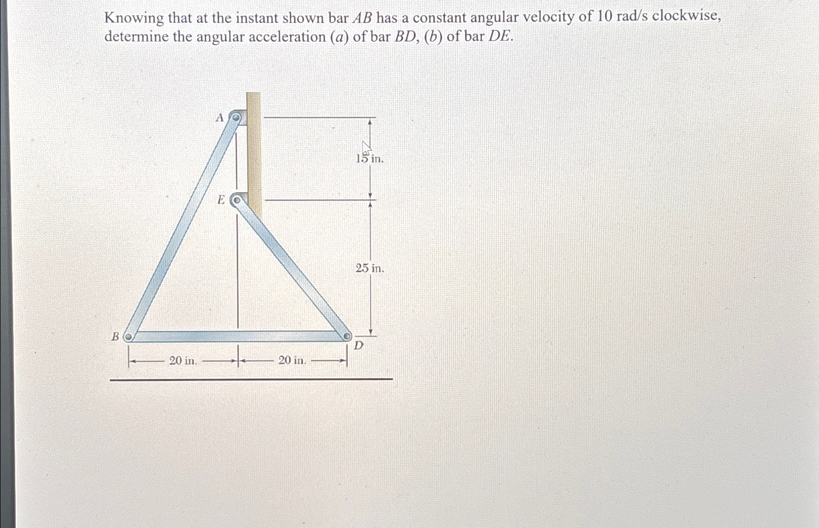 Solved Knowing that at the instant shown bar AB ﻿has a | Chegg.com