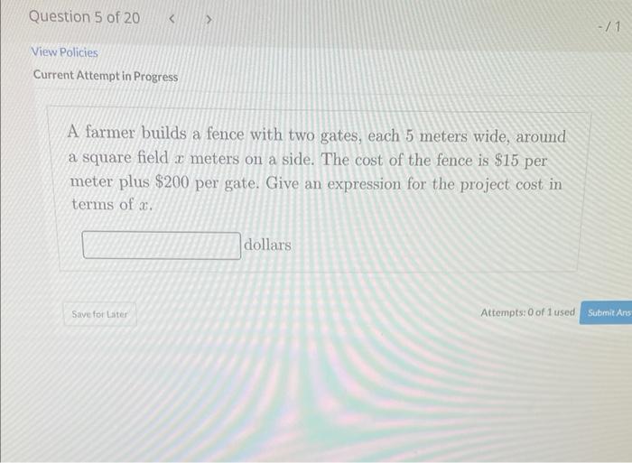Solved A farmer builds a fence with two gates, each 5 meters