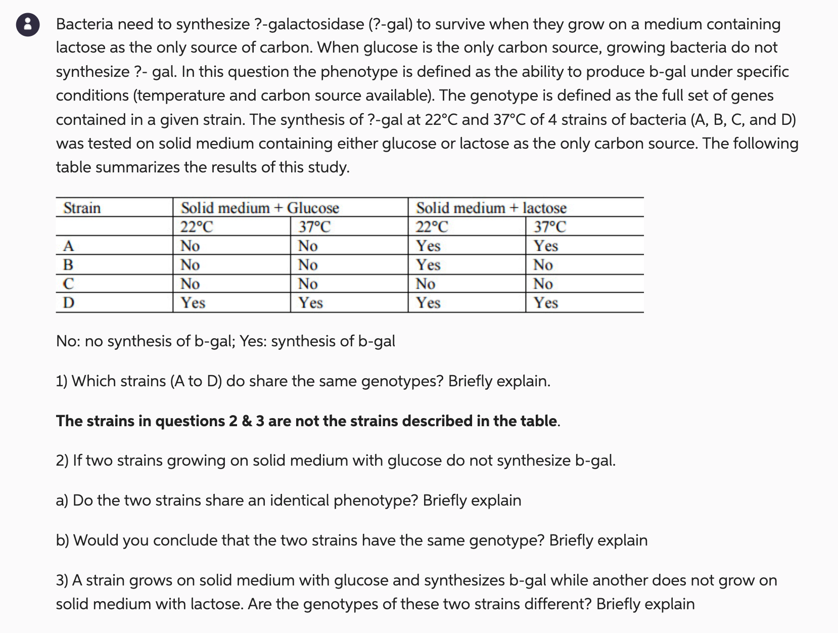 Solved 8 ﻿Bacteria need to synthesize ?-galactosidase | Chegg.com