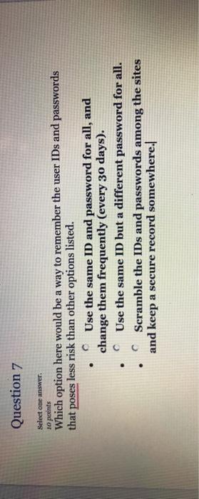 Solved Question 7 Select one answer. 10 points . Which | Chegg.com
