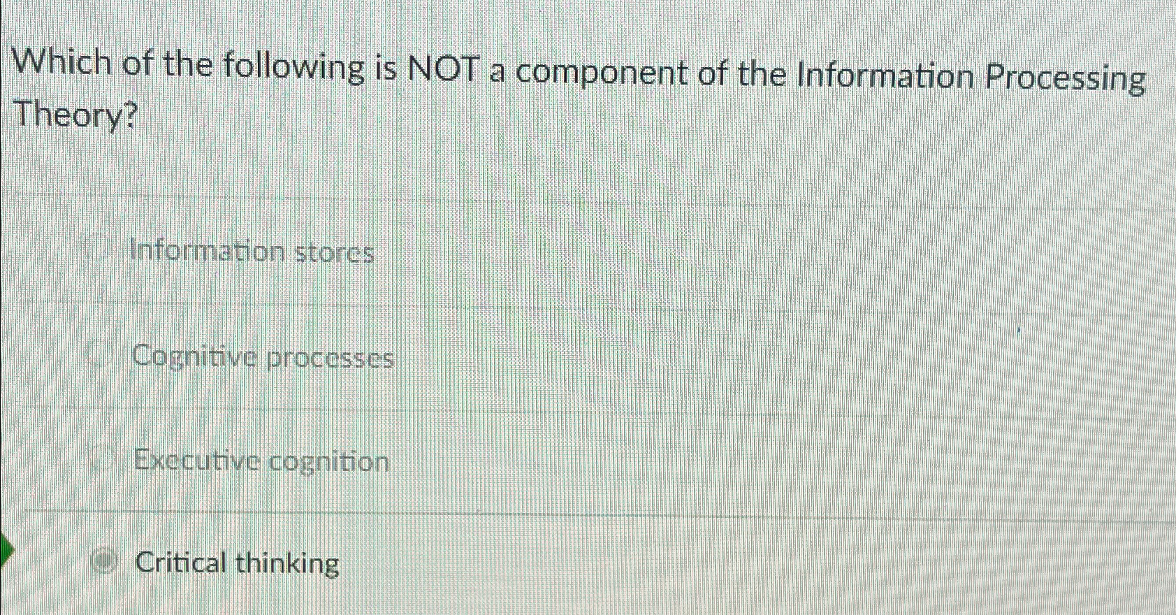 Solved Which of the following is NOT a component of the | Chegg.com