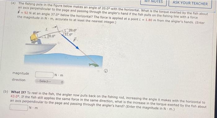 Solved MY NOTES ASK YOUR TEACHER () The fishing pole in the | Chegg.com