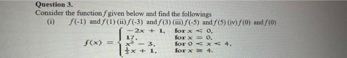 Solved Question 3. Consider the functionſ given below and | Chegg.com