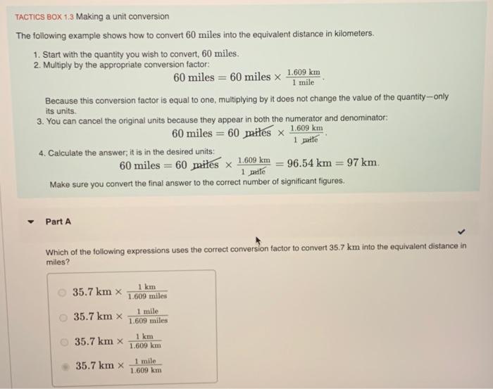 Solved TACTICS BOX 1.3 Making a unit conversion The Chegg