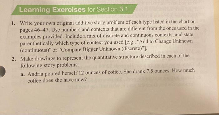 Solved Learning Exercises for Section 3.1 1. Write your own | Chegg.com