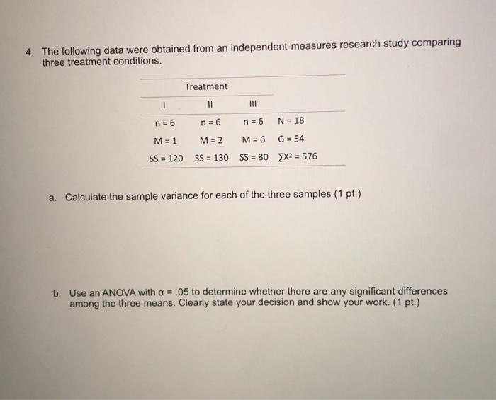 Solved 4. The following data were obtained from an | Chegg.com