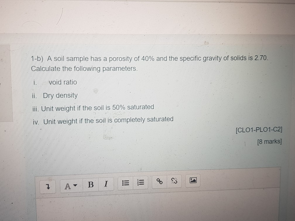 Solved 1-b) A soil sample has a porosity of 40% and the | Chegg.com